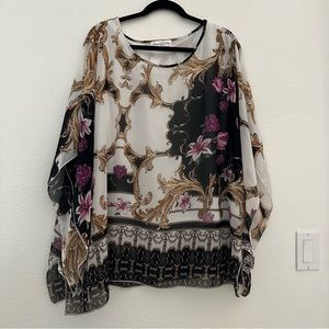 Stem & Vine Sheer Tunic Blouse- Size 2X